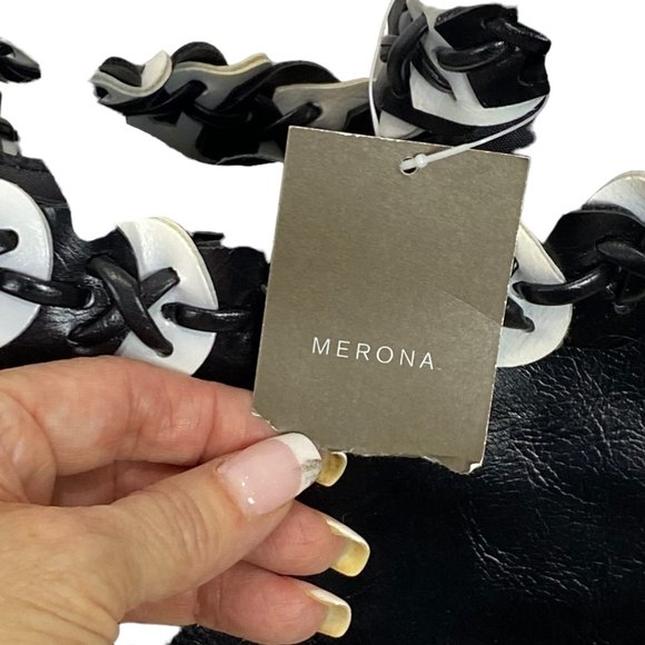 Women's Black and White Merona Double Shoulder Strap Handbag - Picture 7 of 13